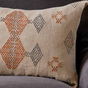 Nkuku Ekta Embroidered Linen Cushion Cover